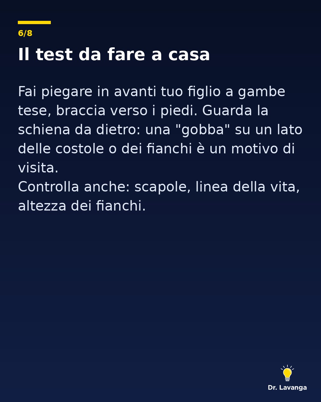 Infografica: il test di flessione in avanti da fare a casa per controllare la colonna dei ragazzi